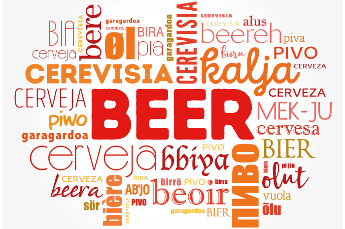 Bier in verschiedenen Sprachen